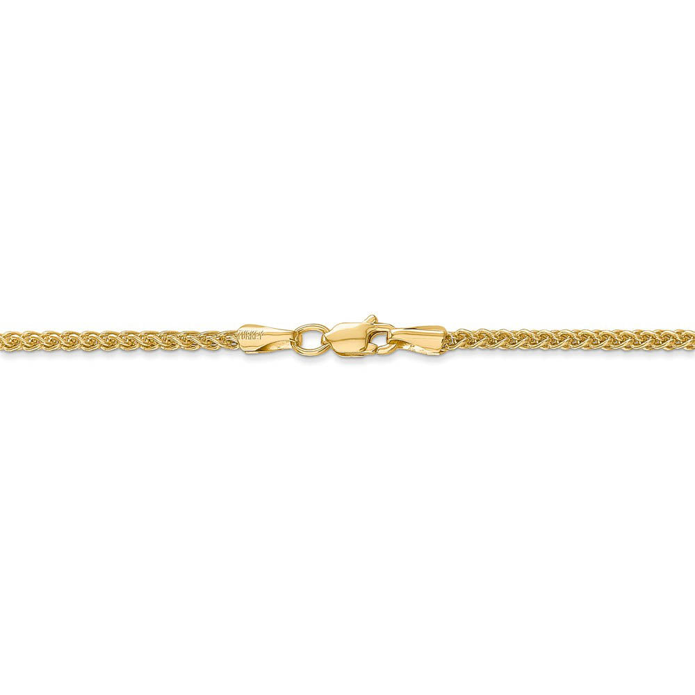 Alternate view of the 2mm, 14k Yellow Gold, Hollow Wheat Chain Necklace by The Black Bow Jewelry Co.