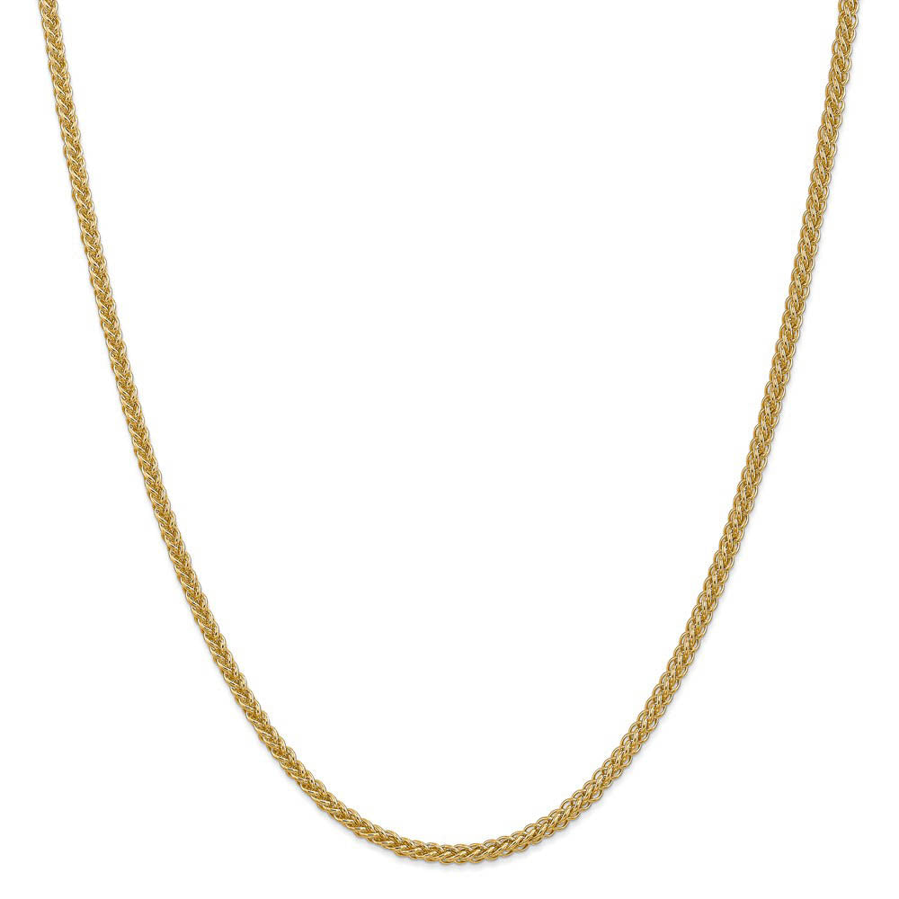 Alternate view of the 2.6mm, 14k Yellow Gold, Hollow Wheat Chain Necklace by The Black Bow Jewelry Co.