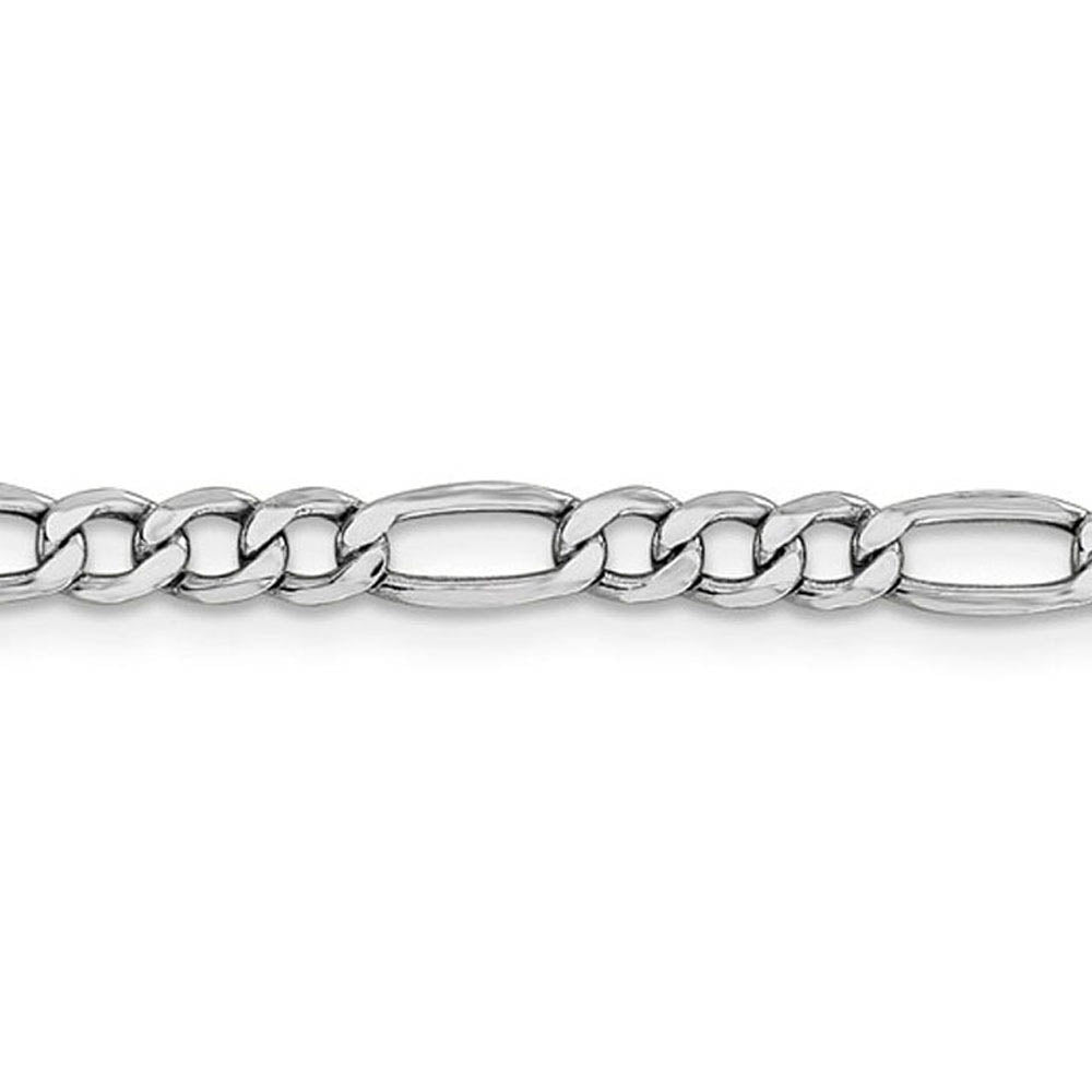 Alternate view of the 4.5mm, 14K White Gold, Hollow Figaro Chain Necklace by The Black Bow Jewelry Co.