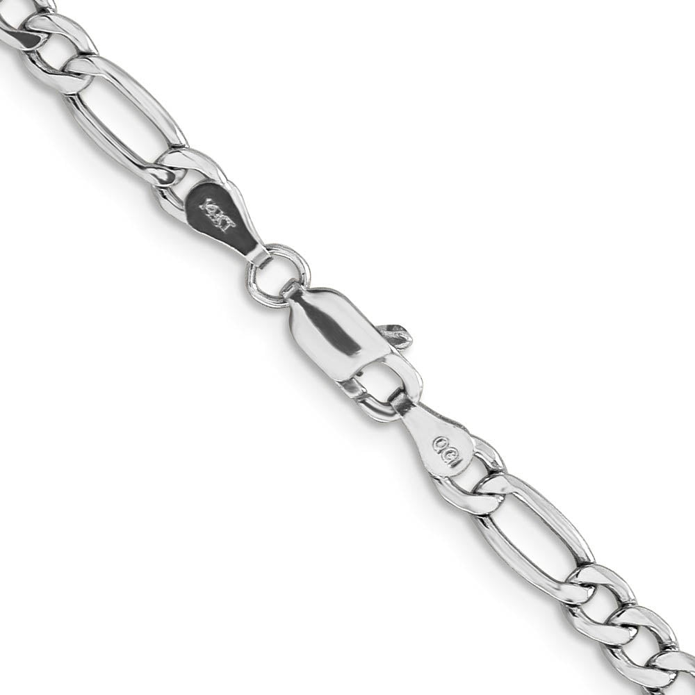 Alternate view of the 4.5mm, 14K White Gold, Hollow Figaro Chain Necklace by The Black Bow Jewelry Co.