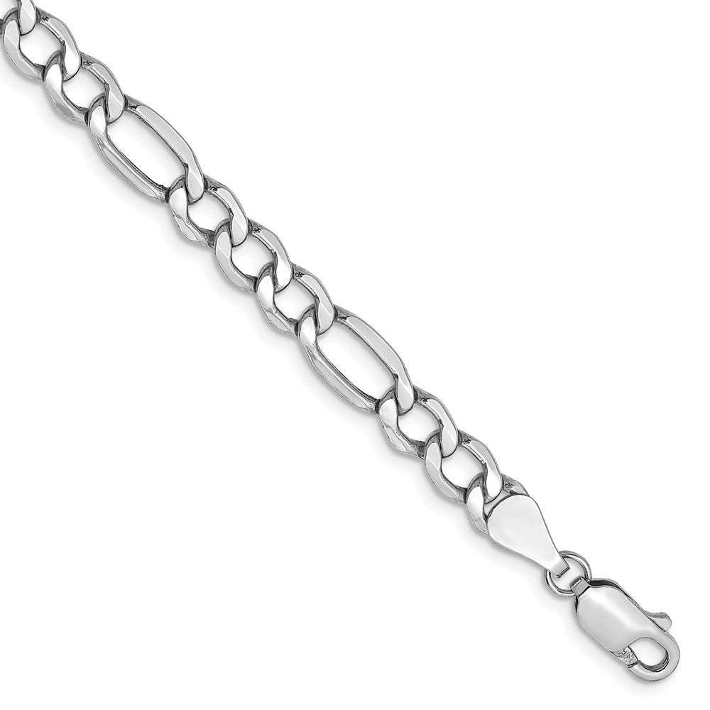 5.35mm, 14k White Gold, Hollow Figaro Chain Bracelet, Item C8236-B by The Black Bow Jewelry Co.