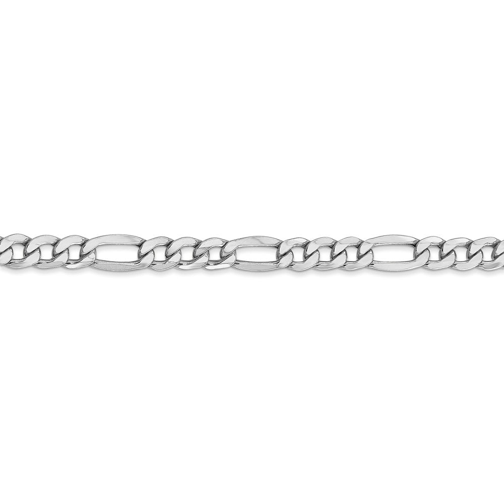 Alternate view of the 5.35mm, 14k White Gold, Hollow Figaro Chain Bracelet by The Black Bow Jewelry Co.