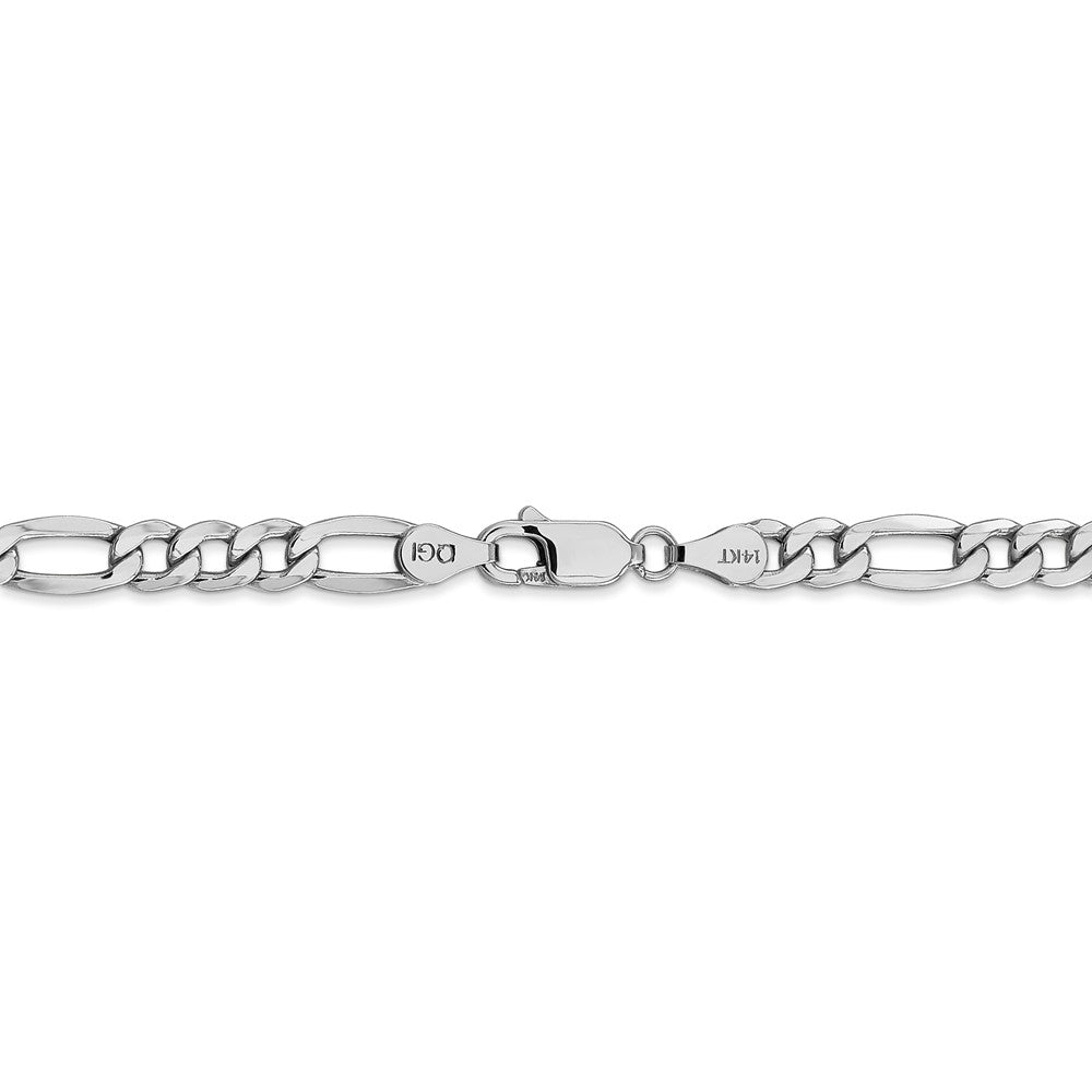 Alternate view of the 5.35mm, 14k White Gold, Hollow Figaro Chain Bracelet by The Black Bow Jewelry Co.
