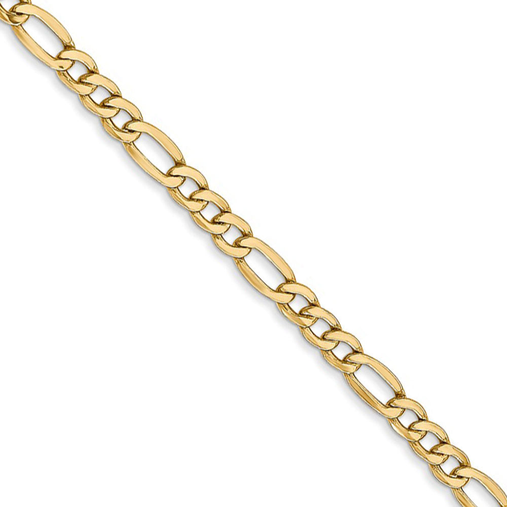 3.5mm, 14k Yellow Gold, Hollow Figaro Chain Necklace, Item C8237 by The Black Bow Jewelry Co.