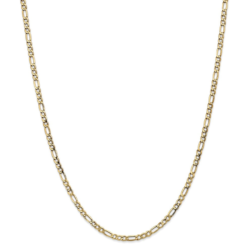 Alternate view of the 3.5mm, 14k Yellow Gold, Hollow Figaro Chain Necklace by The Black Bow Jewelry Co.
