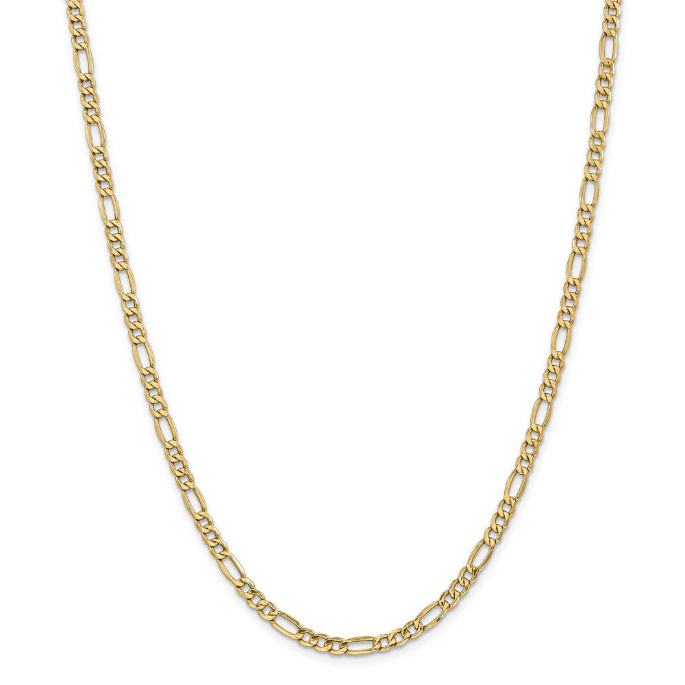 Alternate view of the 4.75mm, 14k Yellow Gold, Hollow Figaro Chain Necklace by The Black Bow Jewelry Co.