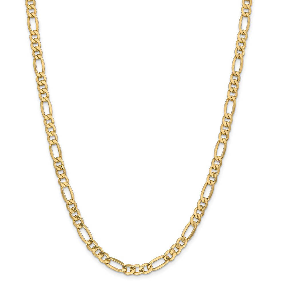 Alternate view of the Men's 6.25mm, 14k Yellow Gold, Hollow Figaro Chain Necklace by The Black Bow Jewelry Co.