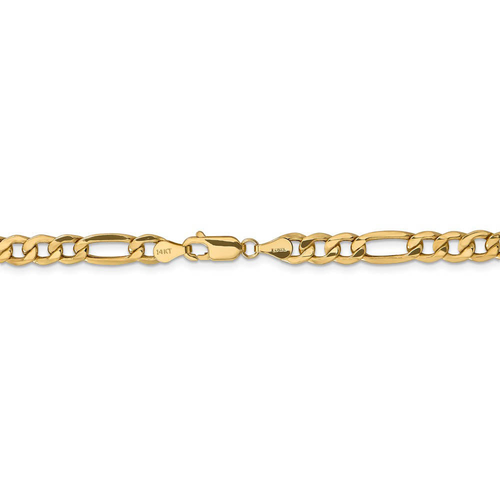 Alternate view of the Men's 6.25mm, 14k Yellow Gold, Hollow Figaro Chain Necklace by The Black Bow Jewelry Co.
