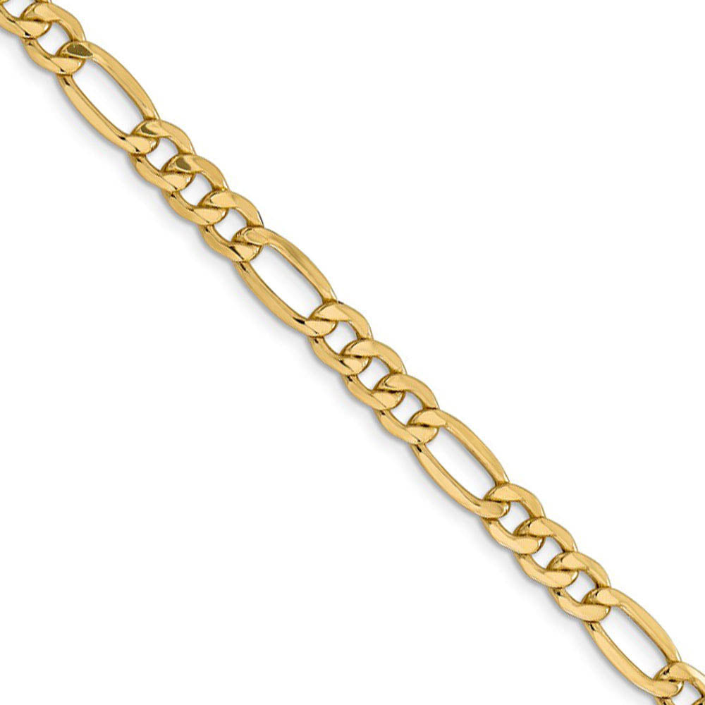 Men's 6.25mm, 14k Yellow Gold, Hollow Figaro Chain Necklace