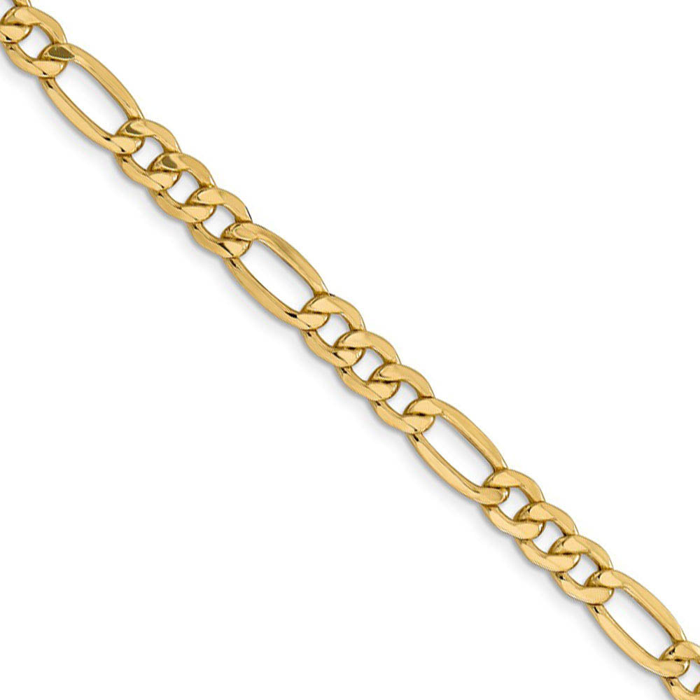 Men's 6.25mm, 14k Yellow Gold, Hollow Figaro Chain Necklace
