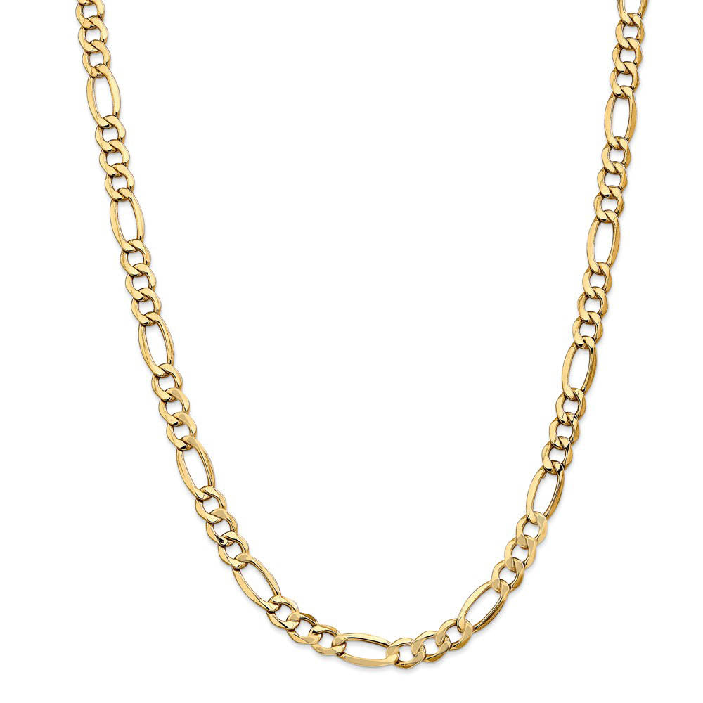 Alternate view of the Men's 7.3mm, 14k Yellow Gold, Hollow Figaro Chain Necklace by The Black Bow Jewelry Co.
