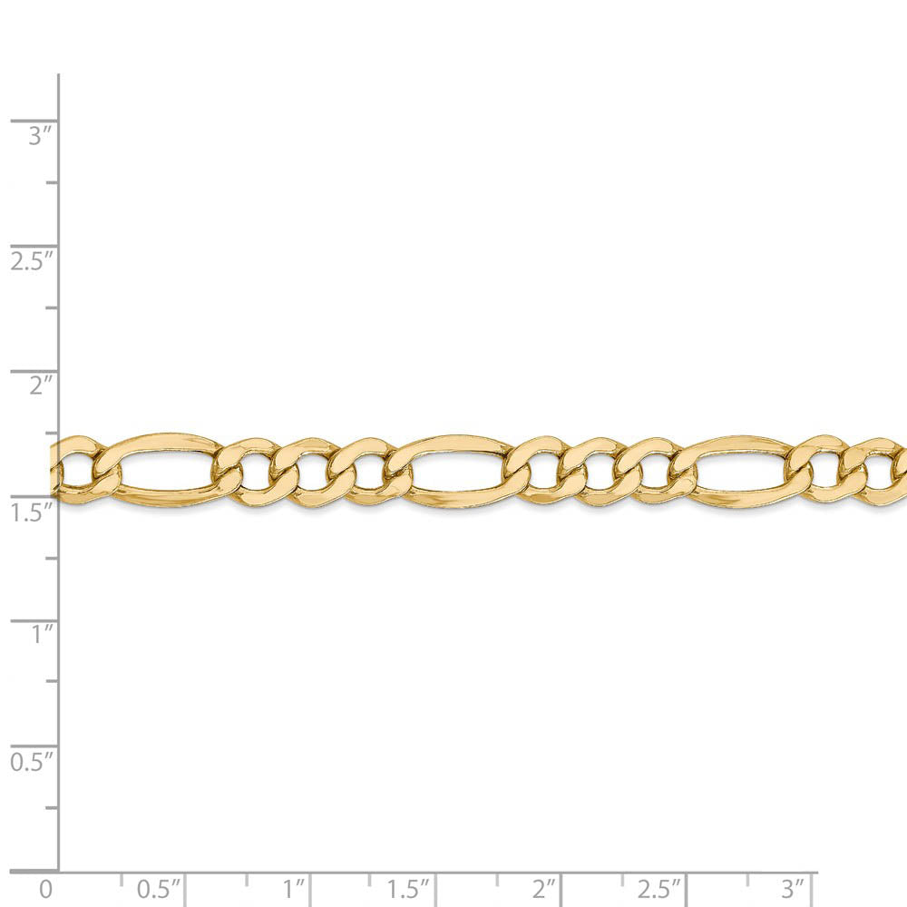 Alternate view of the Men's 7.3mm, 14k Yellow Gold, Hollow Figaro Chain Necklace by The Black Bow Jewelry Co.