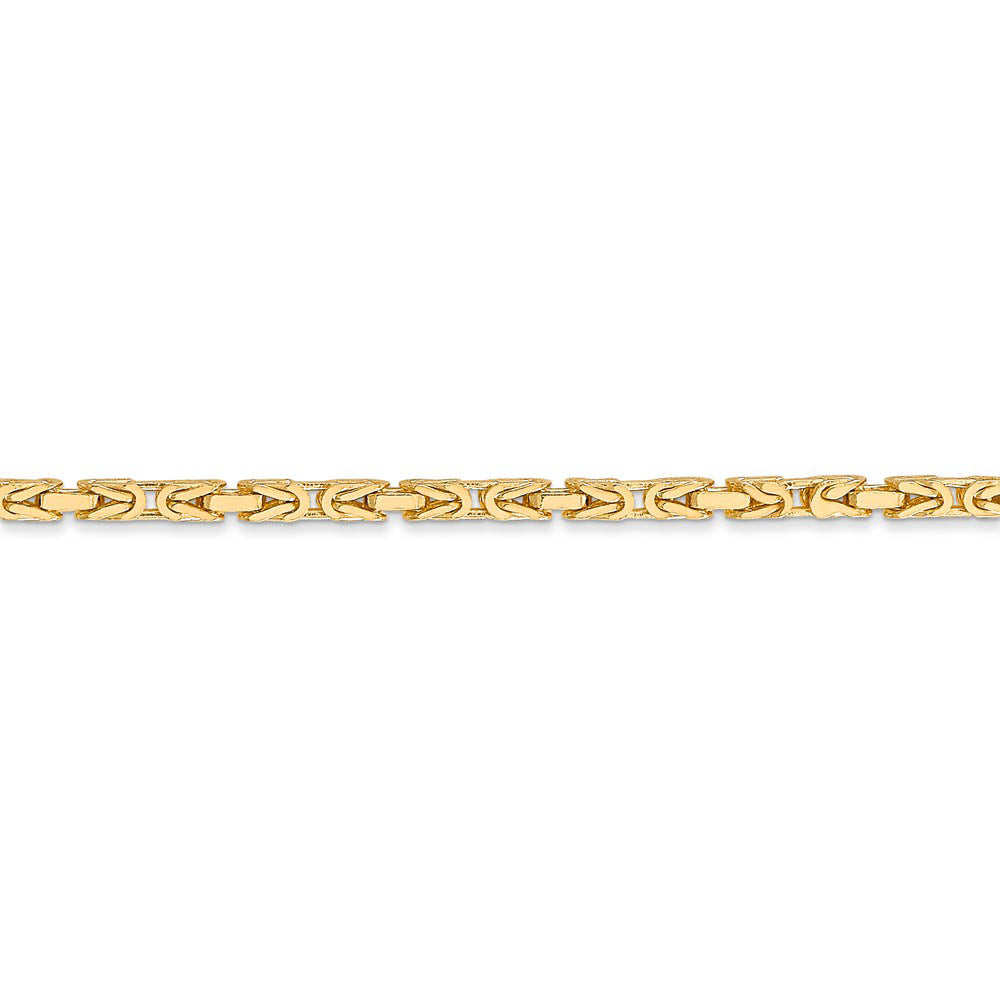 Alternate view of the 2mm, 14k Yellow Gold, Solid Byzantine Chain Bracelet, 7 Inch by The Black Bow Jewelry Co.
