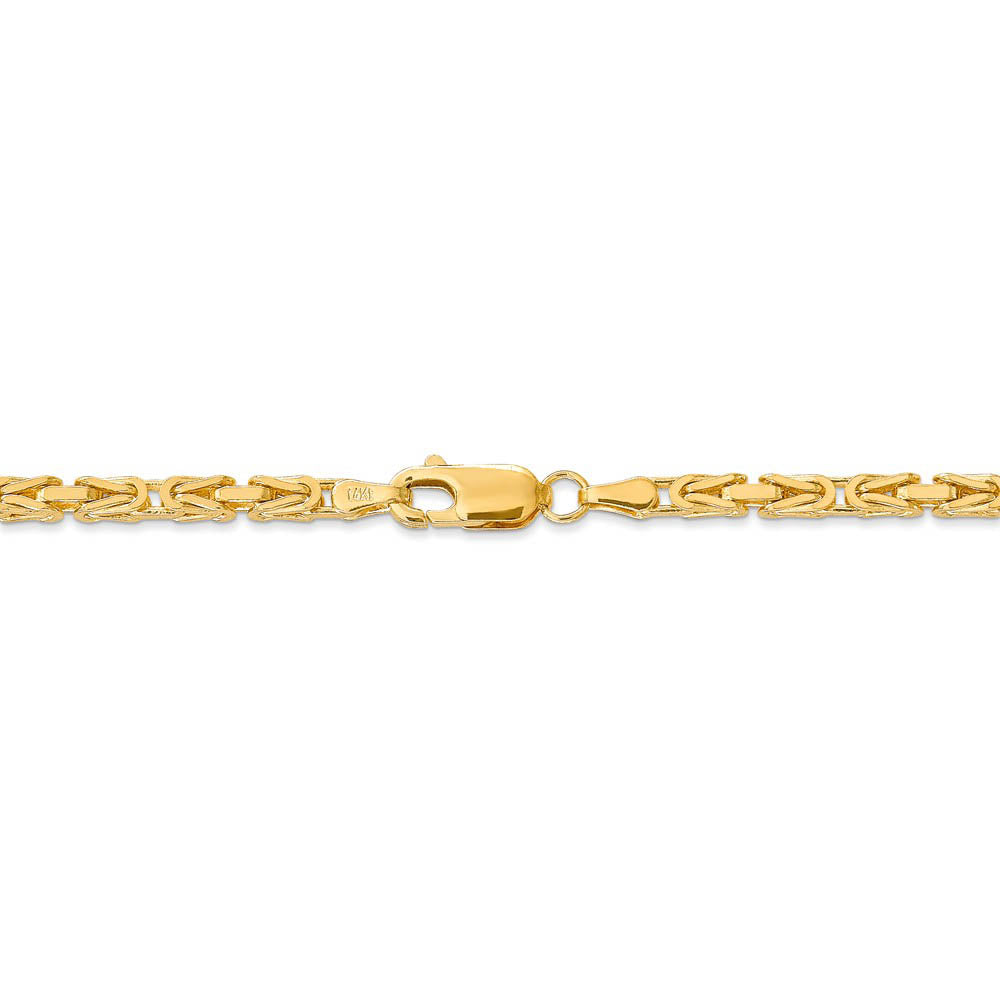Alternate view of the 2.5mm, 14k Yellow Gold, Solid Byzantine Chain Necklace by The Black Bow Jewelry Co.