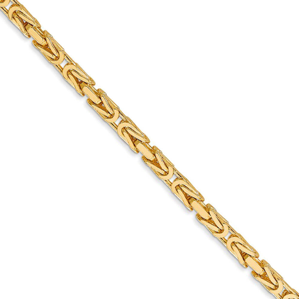 2.5mm, 14k Yellow Gold, Solid Byzantine Chain Necklace
