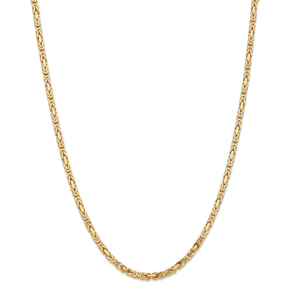 Alternate view of the 3.25mm, 14k Yellow Gold, Solid Byzantine Chain Necklace by The Black Bow Jewelry Co.