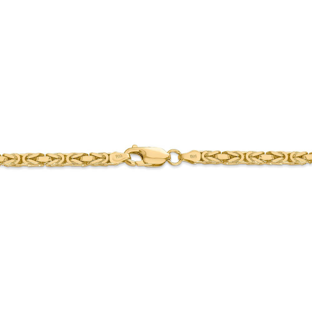 Alternate view of the 3.25mm, 14k Yellow Gold, Solid Byzantine Chain Necklace by The Black Bow Jewelry Co.