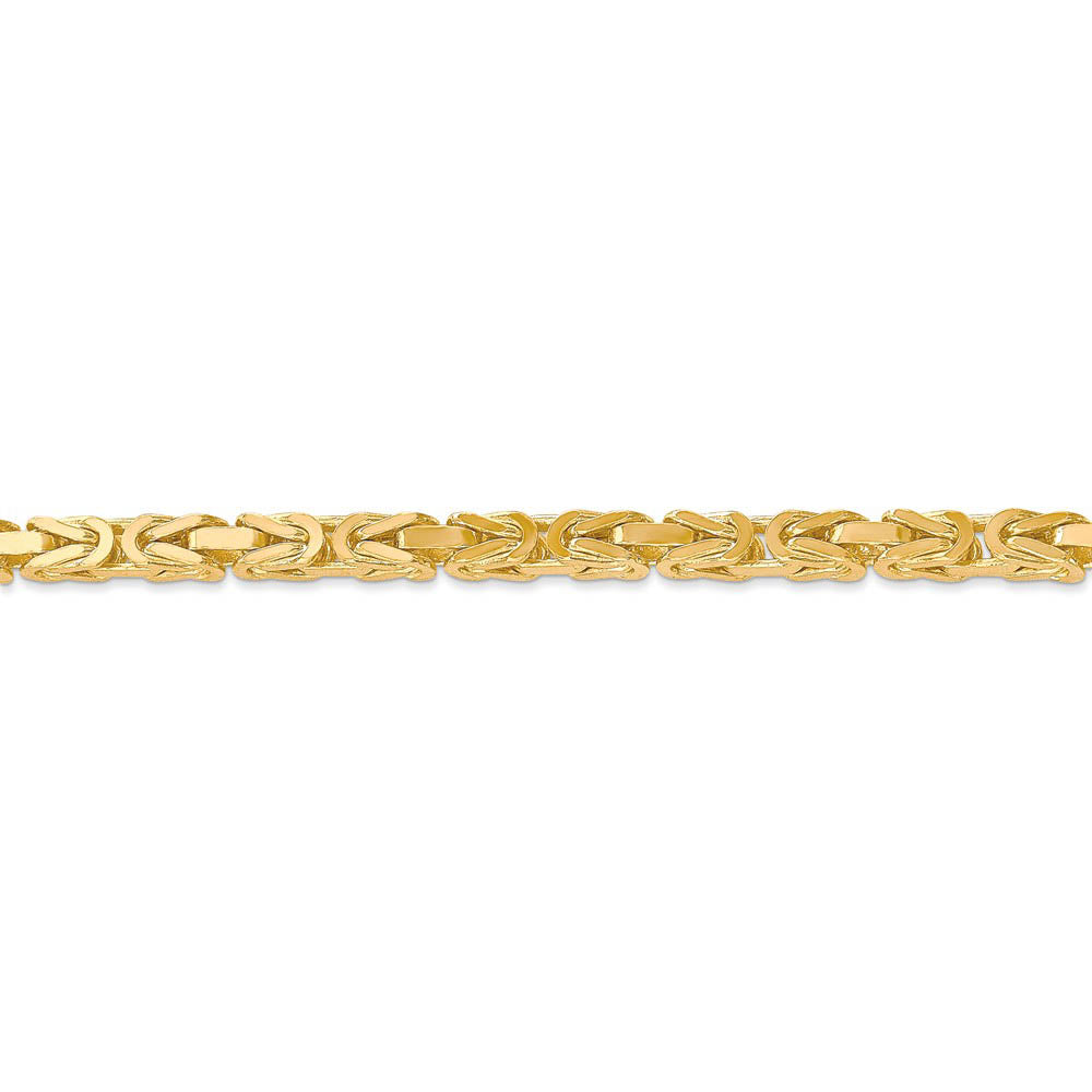 Alternate view of the 4mm, 14k Yellow Gold, Solid Byzantine Chain Bracelet by The Black Bow Jewelry Co.