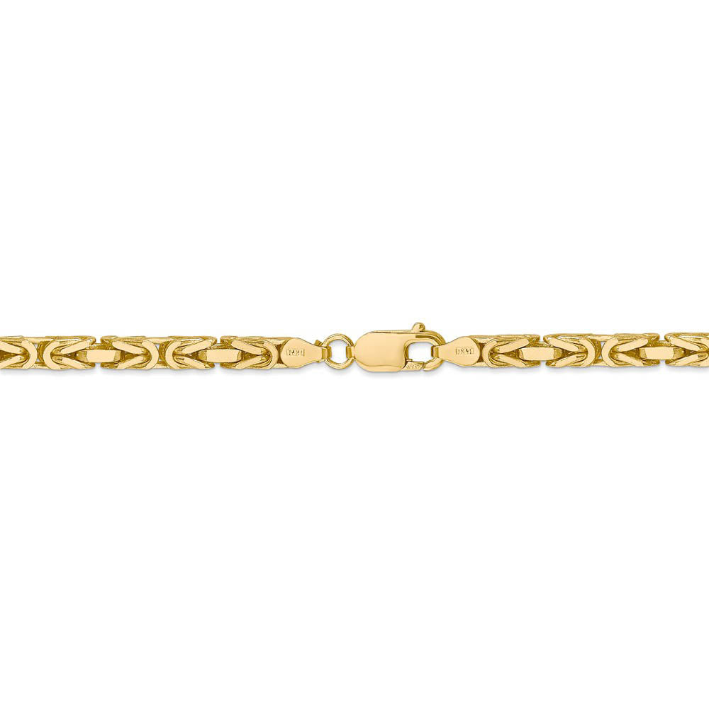 Alternate view of the 4mm, 14k Yellow Gold, Solid Byzantine Chain Bracelet by The Black Bow Jewelry Co.