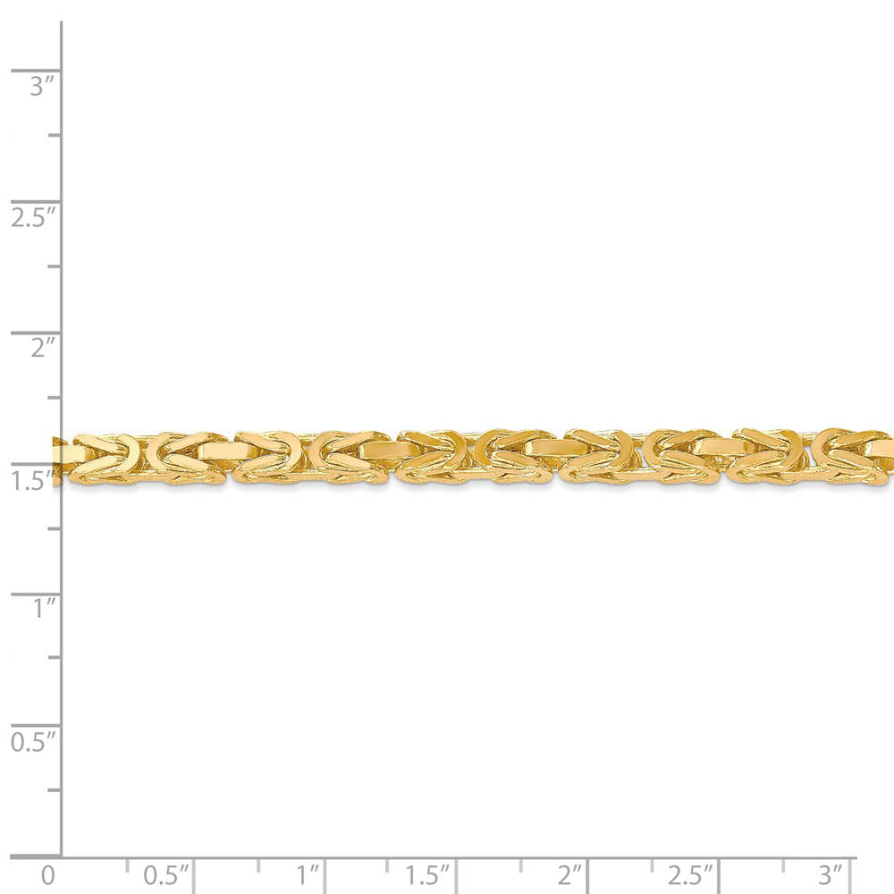 Alternate view of the 4mm, 14k Yellow Gold, Solid Byzantine Chain Bracelet by The Black Bow Jewelry Co.