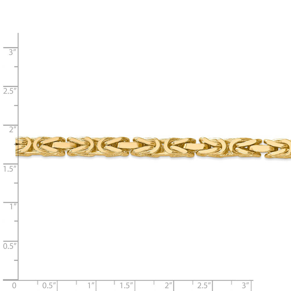 Alternate view of the 5.25mm, 14k Yellow Gold, Solid Byzantine Chain Bracelet by The Black Bow Jewelry Co.