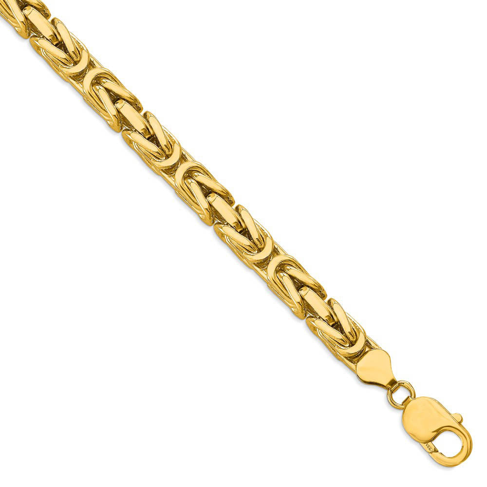 6.5mm, 14k Yellow Gold, Solid Byzantine Chain Bracelet, Item C8248-B by The Black Bow Jewelry Co.