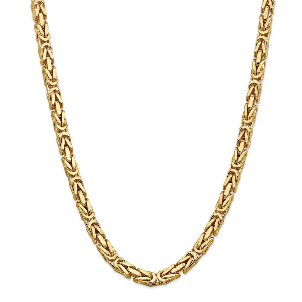 Alternate view of the 6.5mm, 14k Yellow Gold, Solid Byzantine Chain Necklace by The Black Bow Jewelry Co.