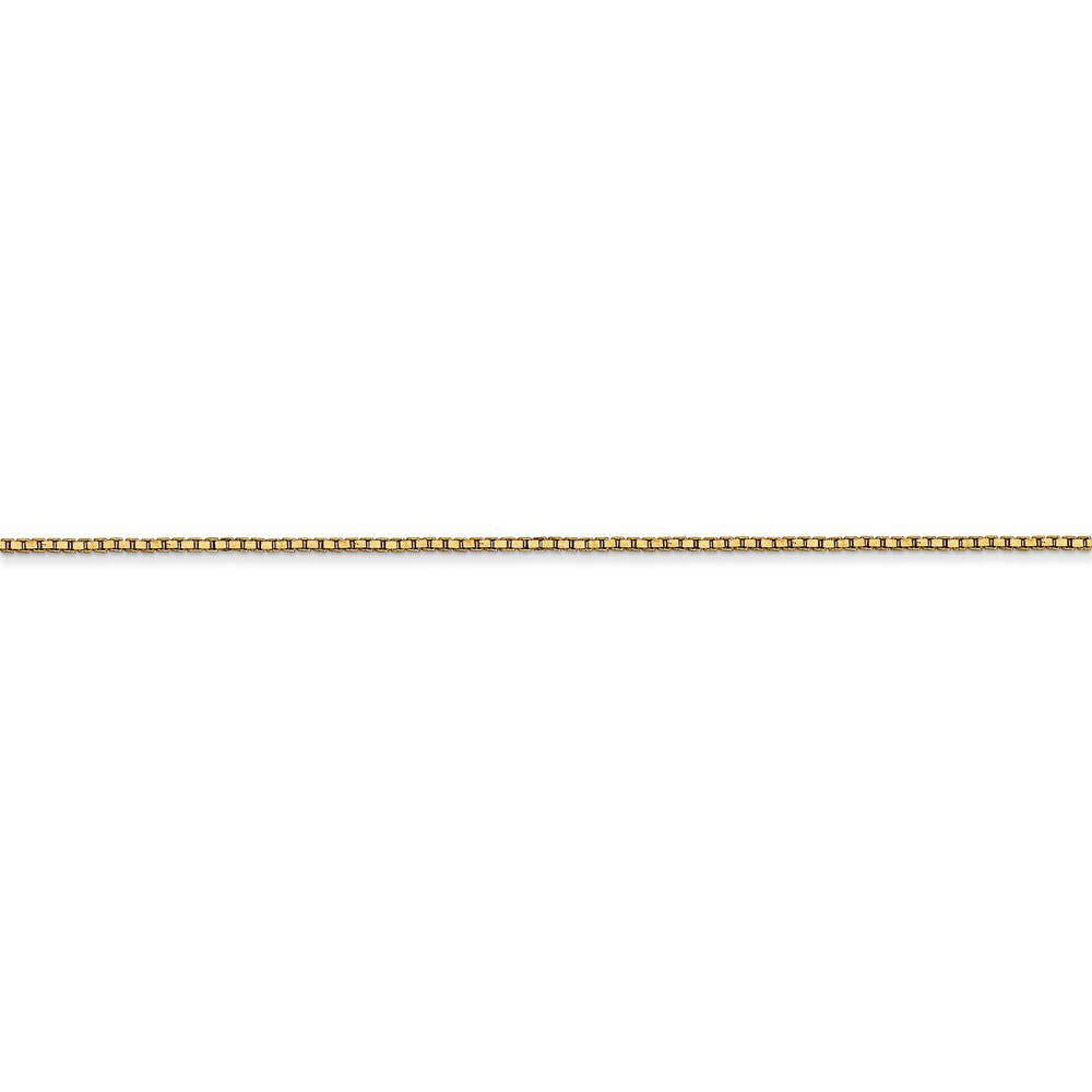 Alternate view of the 0.9mm, 14k Yellow Gold, Solid Box Chain Anklet, 9 Inch by The Black Bow Jewelry Co.