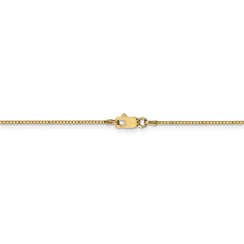 Alternate view of the 0.9mm, 14k Yellow Gold, Solid Box Chain Anklet, 9 Inch by The Black Bow Jewelry Co.
