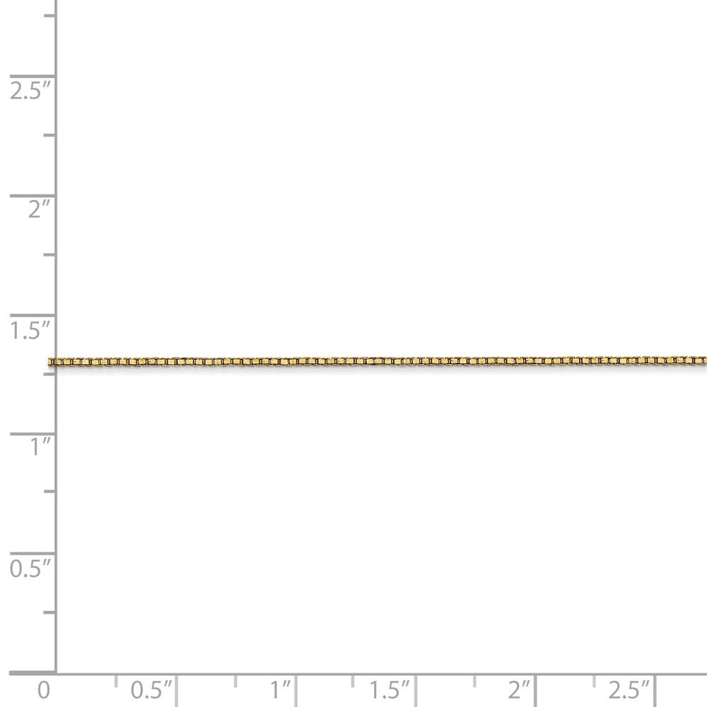 Alternate view of the 0.9mm, 14k Yellow Gold, Solid Box Chain Anklet, 9 Inch by The Black Bow Jewelry Co.