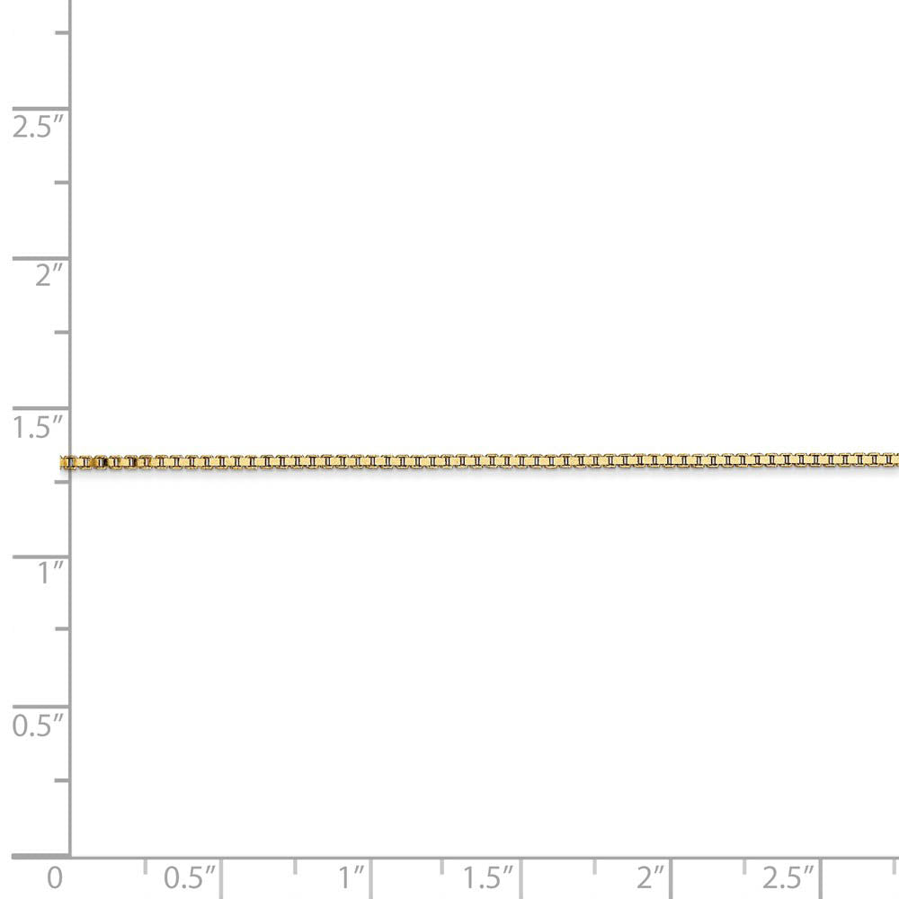 Alternate view of the 1.1mm, 14k Yellow Gold, Solid Box Chain Anklet, 9 Inch by The Black Bow Jewelry Co.