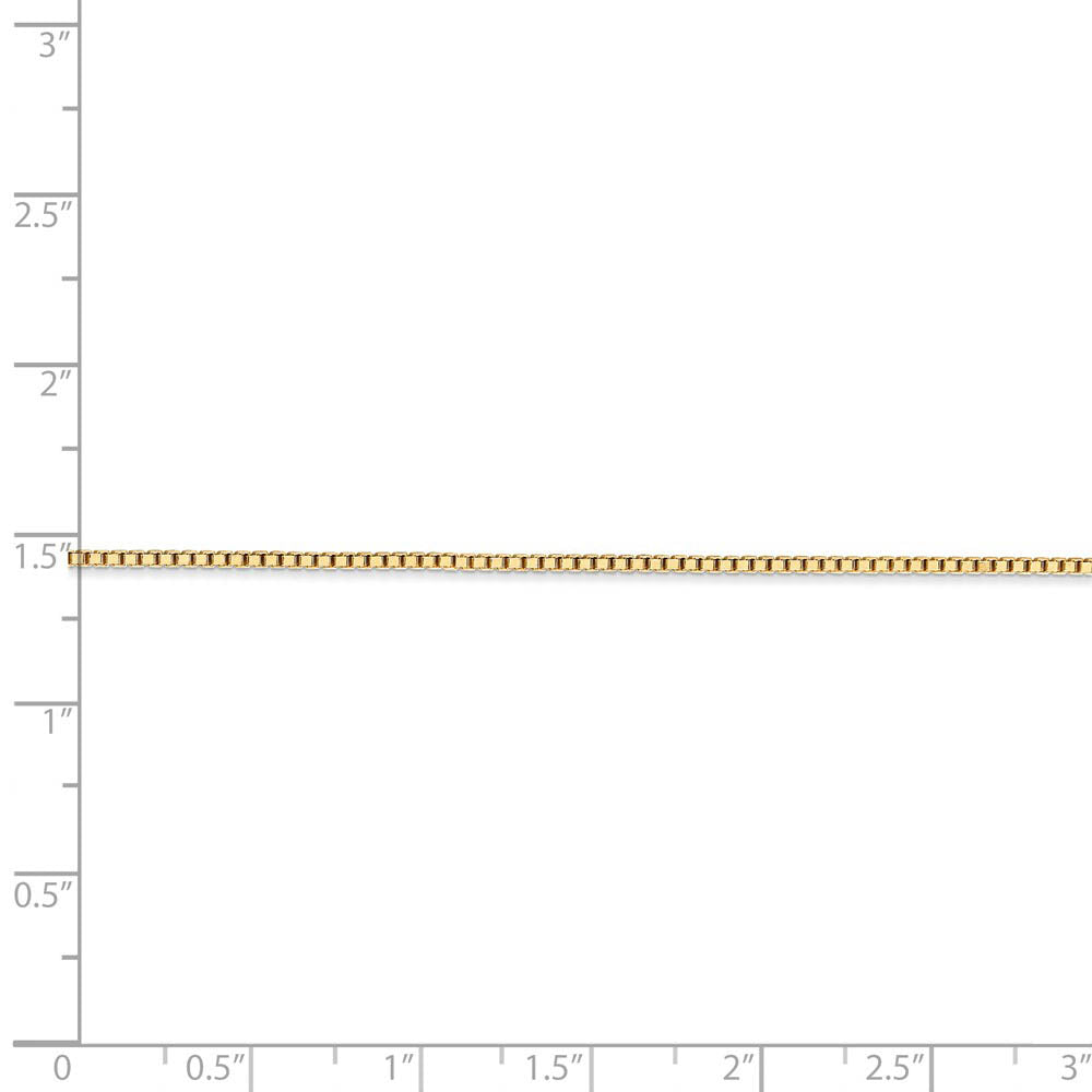 Alternate view of the 1.25mm, 14k Yellow Gold, Solid Box Chain Anklet or Bracelet by The Black Bow Jewelry Co.