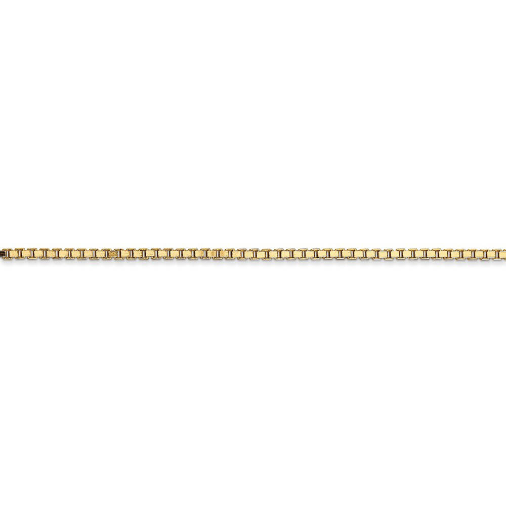 Alternate view of the 1.5mm, 14k Yellow Gold, Solid Box Chain Anklet or Bracelet by The Black Bow Jewelry Co.
