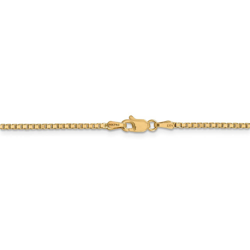 Alternate view of the 1.5mm, 14k Yellow Gold, Solid Box Chain Anklet or Bracelet by The Black Bow Jewelry Co.