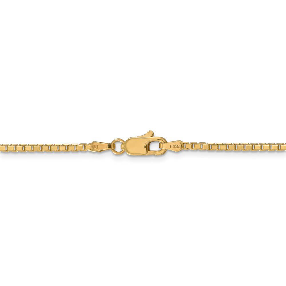 Alternate view of the 1.9mm, 14k Yellow Gold, Solid Box Chain Bracelet, 7 Inch by The Black Bow Jewelry Co.