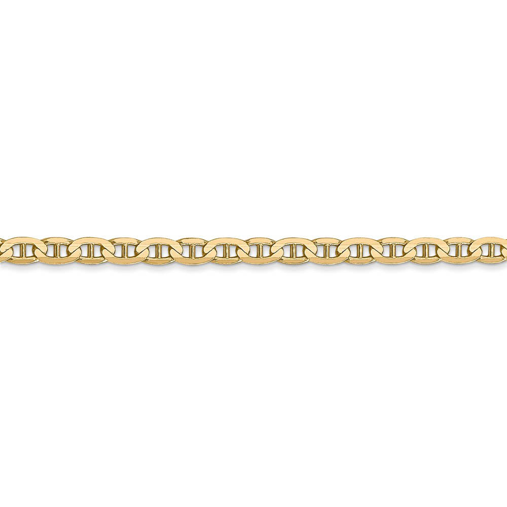 Alternate view of the 3mm, 14k Yellow Gold, Solid Concave Anchor Chain Anklet by The Black Bow Jewelry Co.