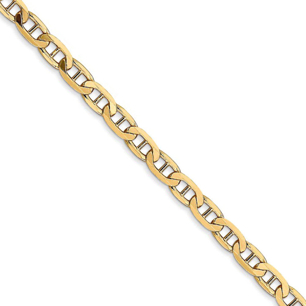3.75mm, 14k Yellow Gold, Solid Concave Anchor Chain Necklace