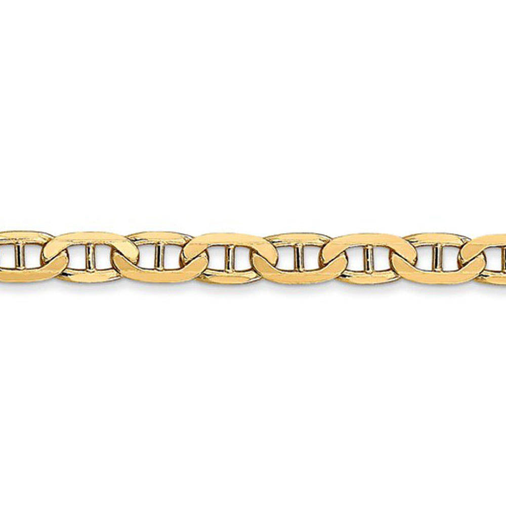 Alternate view of the 3.75mm, 14k Yellow Gold, Solid Concave Anchor Chain Necklace by The Black Bow Jewelry Co.