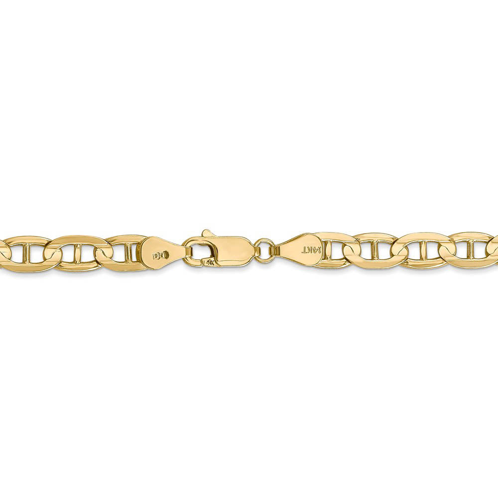 Alternate view of the 5.25mm, 14k Yellow Gold, Concave Anchor Chain Necklace by The Black Bow Jewelry Co.