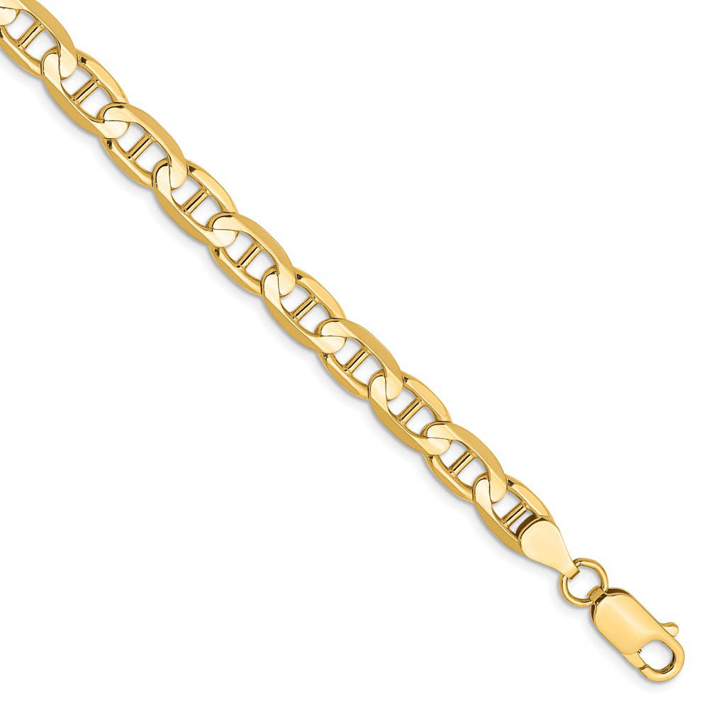 Men's 6.25mm, 14k Yellow Gold, Concave Anchor Chain Bracelet, Item C8261-B by The Black Bow Jewelry Co.