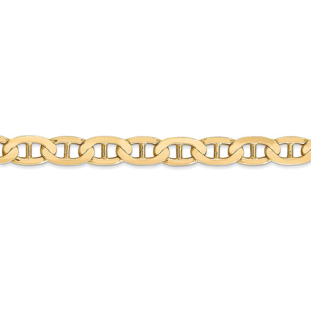 Alternate view of the Men's 6.25mm, 14k Yellow Gold, Concave Anchor Chain Bracelet by The Black Bow Jewelry Co.