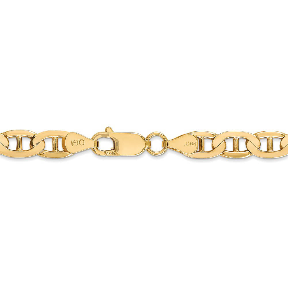 Alternate view of the Men's 6.25mm, 14k Yellow Gold, Concave Anchor Chain Necklace by The Black Bow Jewelry Co.