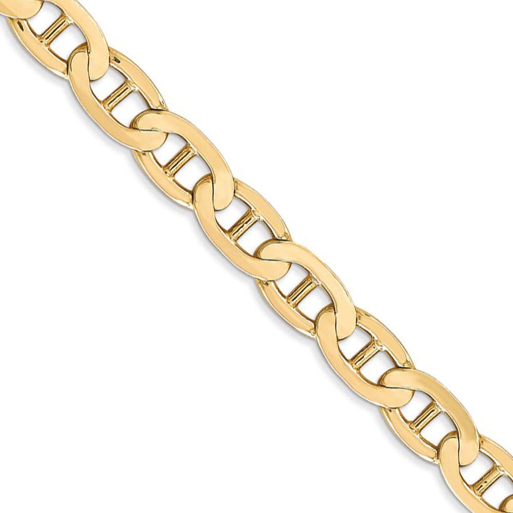 Men's 6.25mm, 14k Yellow Gold, Concave Anchor Chain Necklace