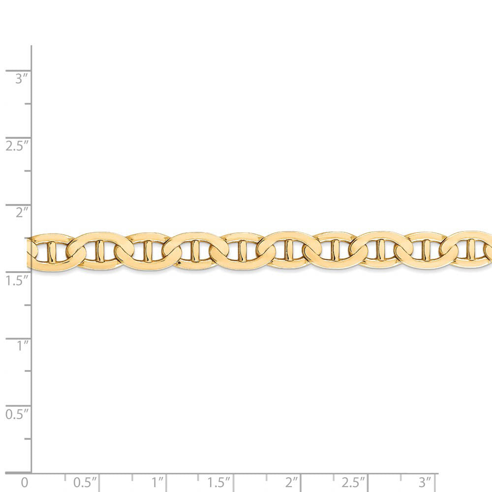 Alternate view of the Men's 7mm, 14k Yellow Gold, Concave Anchor Chain Bracelet by The Black Bow Jewelry Co.