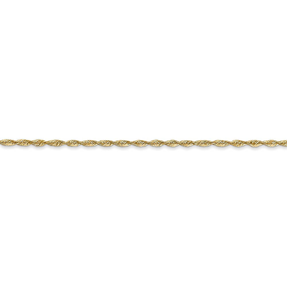 Alternate view of the 1.5mm, 14k Yellow Gold Light Diamond Cut Rope Chain Anklet by The Black Bow Jewelry Co.