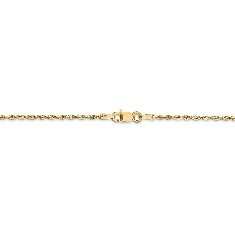 Alternate view of the 1.5mm, 14k Yellow Gold Light Diamond Cut Rope Chain Anklet by The Black Bow Jewelry Co.