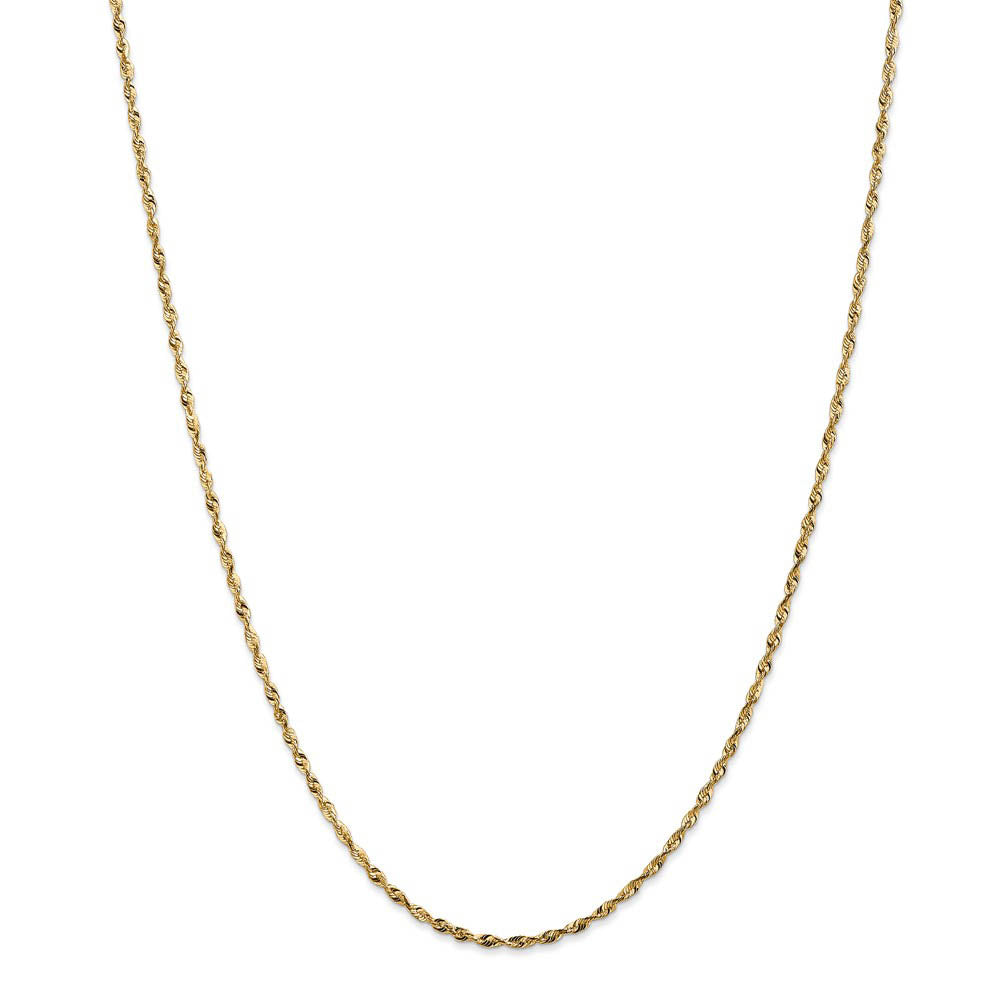 Alternate view of the 1.8mm, 14k Yellow Gold Light Diamond Cut Rope Chain Bracelet, 8 Inch by The Black Bow Jewelry Co.