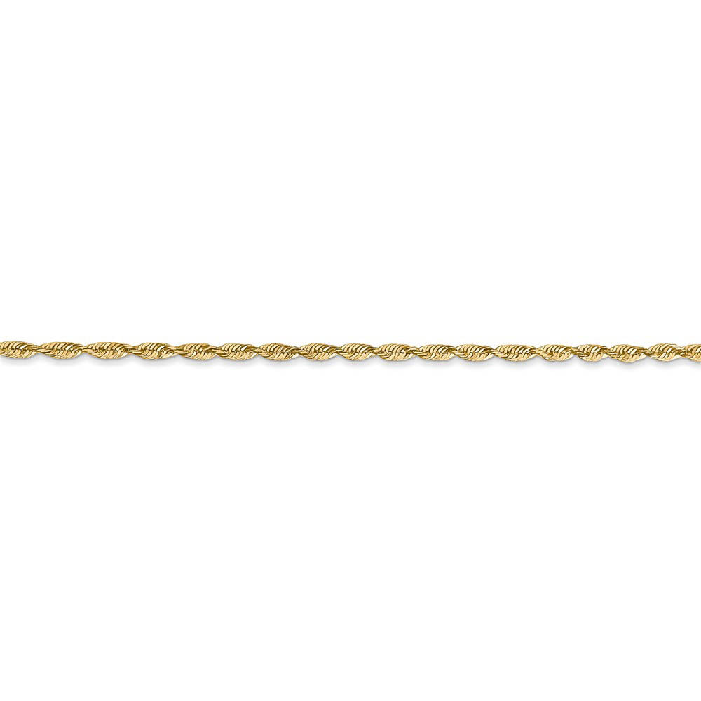 Alternate view of the 1.8mm, 14k Yellow Gold Light Diamond Cut Rope Chain Bracelet, 8 Inch by The Black Bow Jewelry Co.