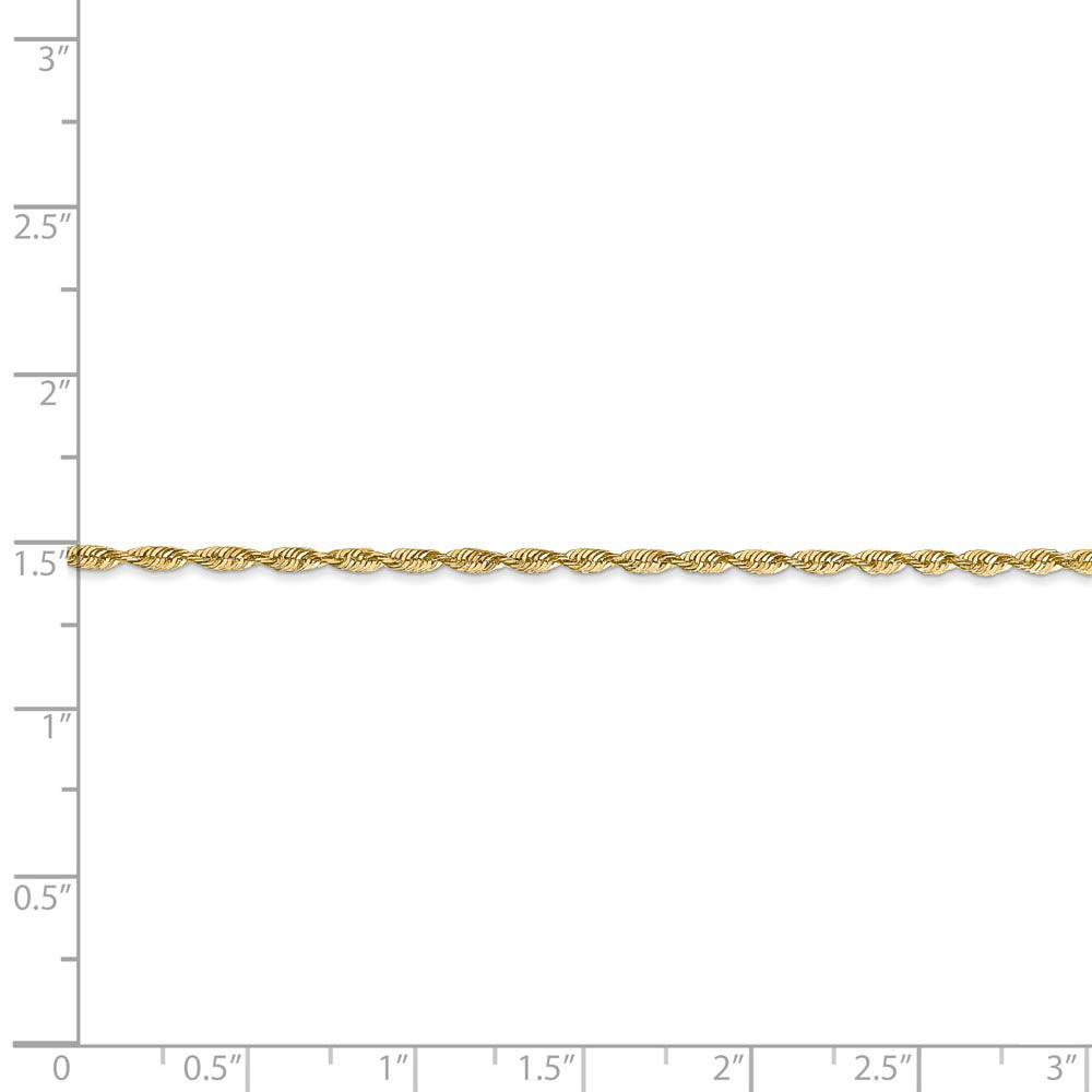 Alternate view of the 1.8mm, 14k Yellow Gold Light Diamond Cut Rope Chain Bracelet, 8 Inch by The Black Bow Jewelry Co.