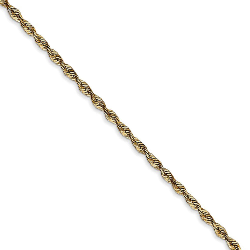 2mm, 14k Yellow Gold Light Diamond Cut Rope Chain Necklace